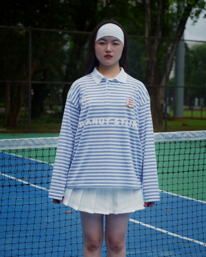 PEANUT STAIN - Old Money Blue Line Boxy Oversized Long Slevee Tshirt