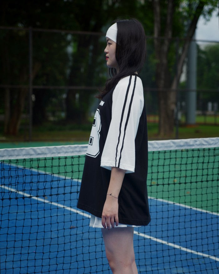 PEANUT STAIN - Old Money Eighty Eight Duo Side Black Boxy Oversized Tshirt