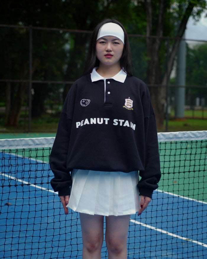 PEANUT STAIN - Old Money Classic Black Boxy Oversized Long Slevee Sweatshirt