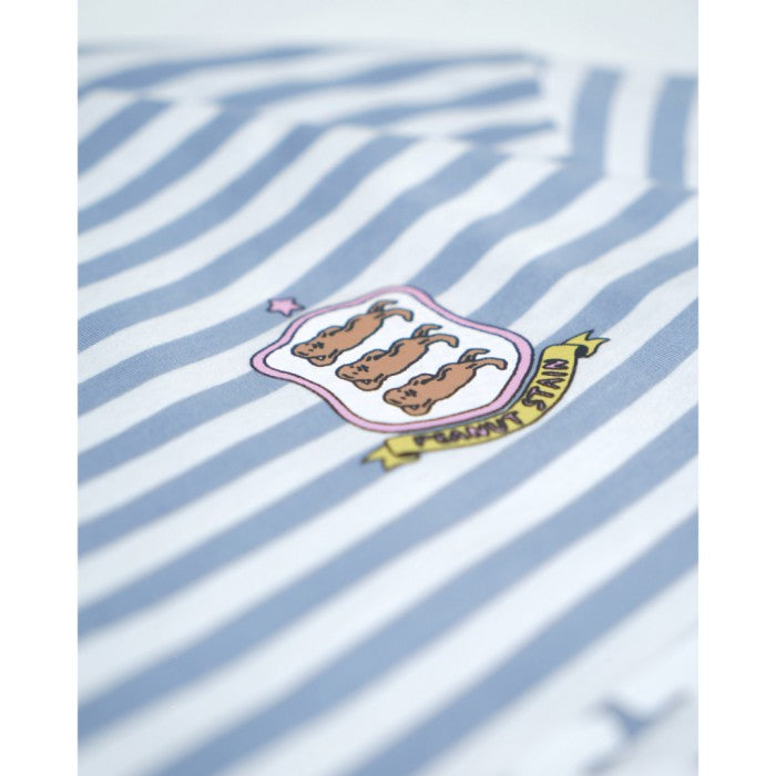 PEANUT STAIN - Old Money Blue Line Boxy Oversized Long Slevee Tshirt