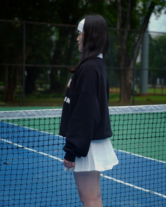 PEANUT STAIN - Old Money Classic Black Boxy Oversized Long Slevee Sweatshirt