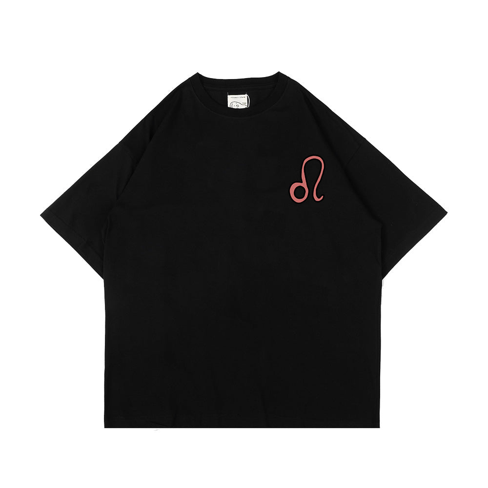 PEANUT STAIN - Leo Zodiac Black Oversized Tshirt