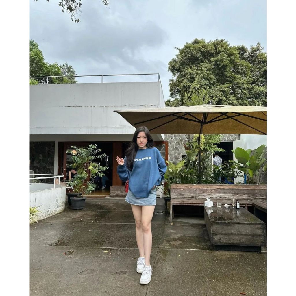 PEANUT STAIN - Stained Blue Oversized Knit Sweater