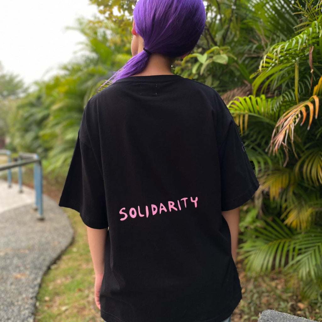 PEANUT STAIN - Coquette Ribbon Black Oversized Tshirt