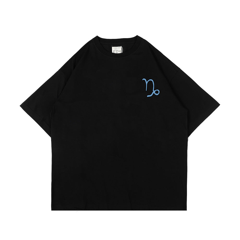 PEANUT STAIN - Capricorn Zodiac Black Oversized Tshirt