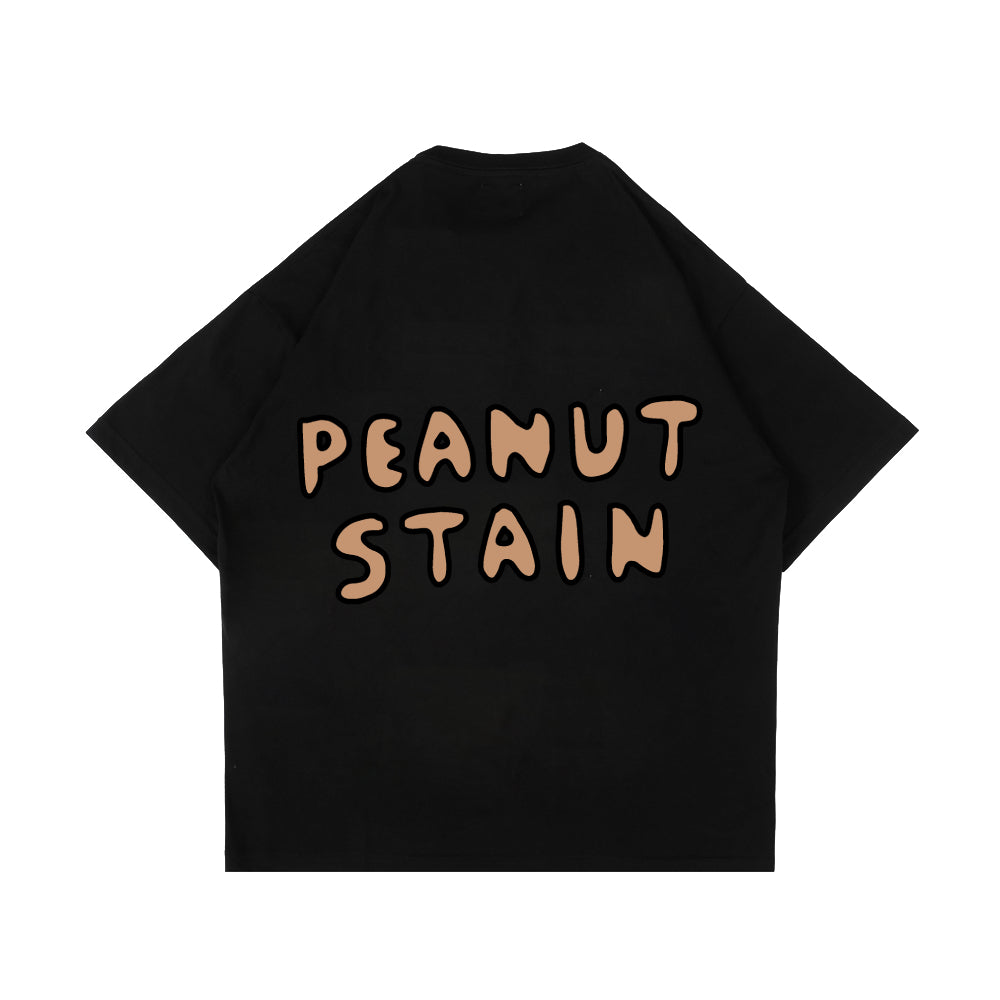 PEANUT STAIN - Spilled Peanut Butter Black Oversized Tshirt