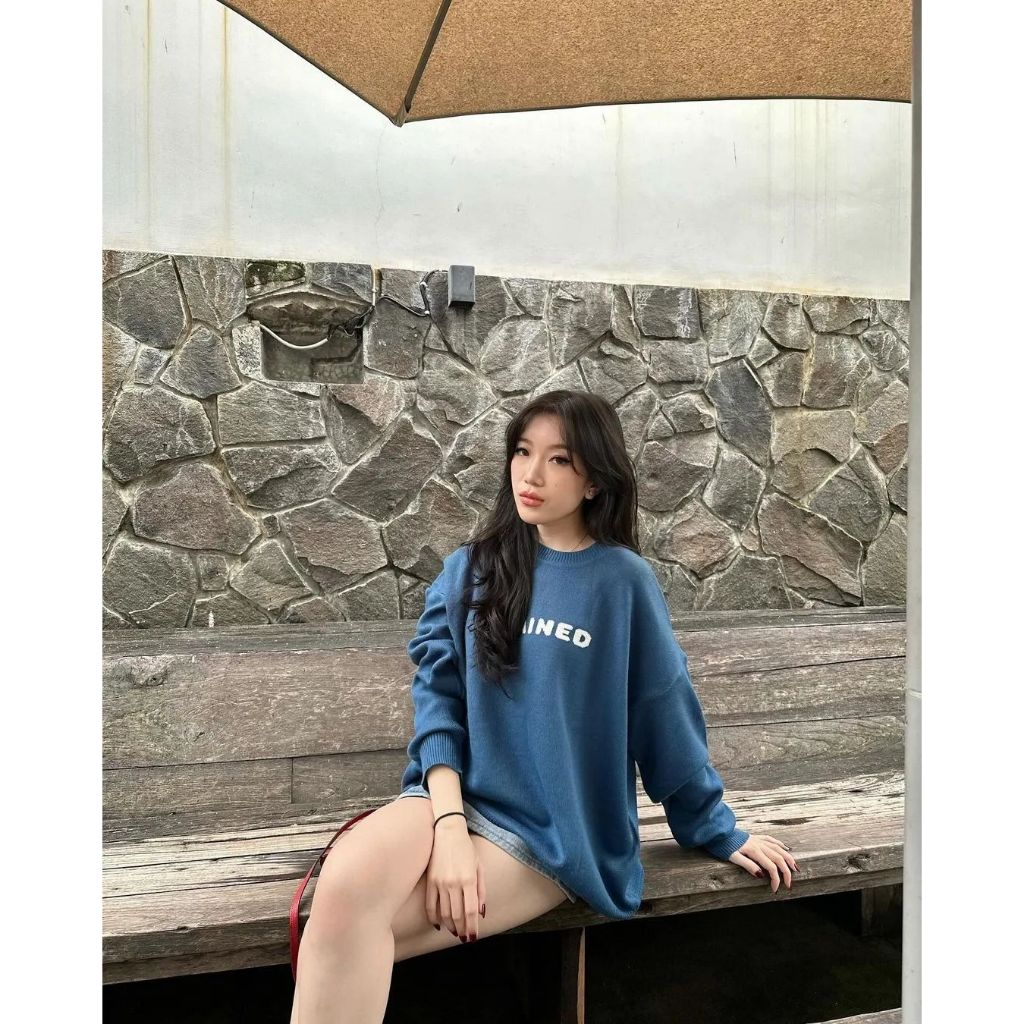 PEANUT STAIN - Stained Blue Oversized Knit Sweater
