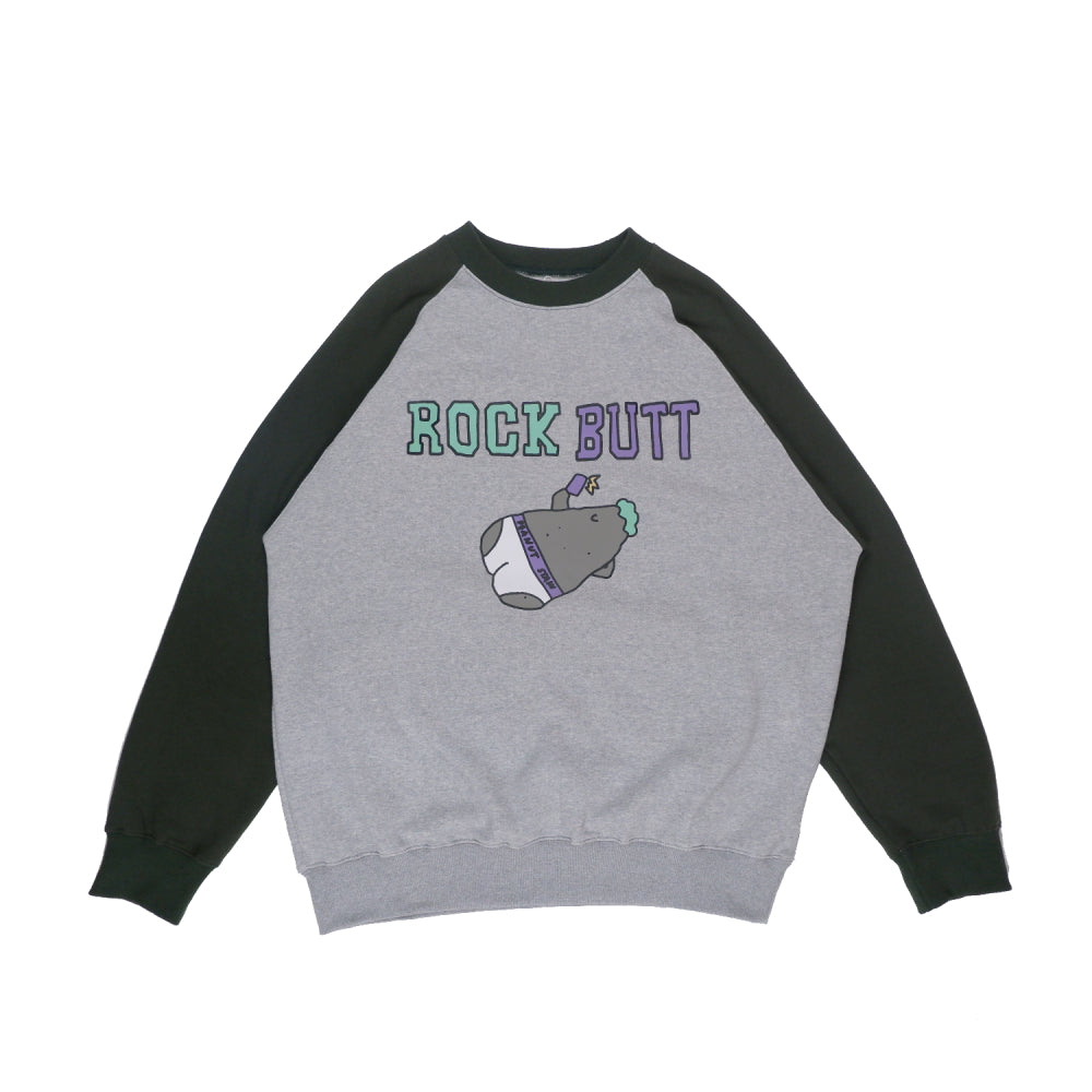 PEANUT STAIN - Rock Butt Grey Green Oversized Raglan Crewneck