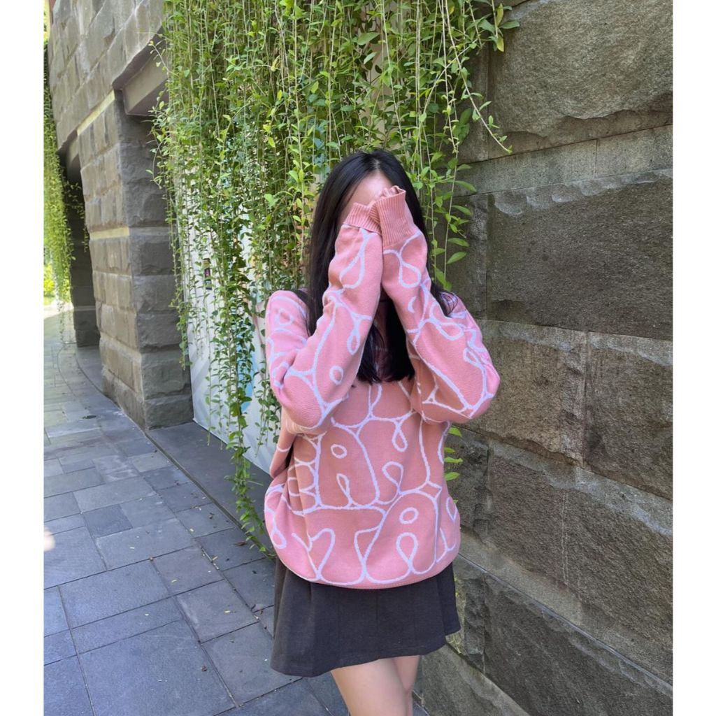 PEANUT STAIN - All Over Peach Oversized Knit Sweater