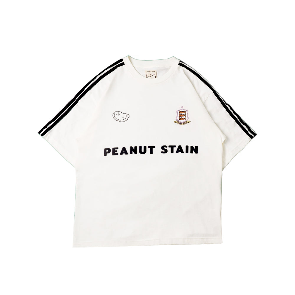 PEANUT STAIN - 4 Stripes Arm Ivory Oversized Tshirt
