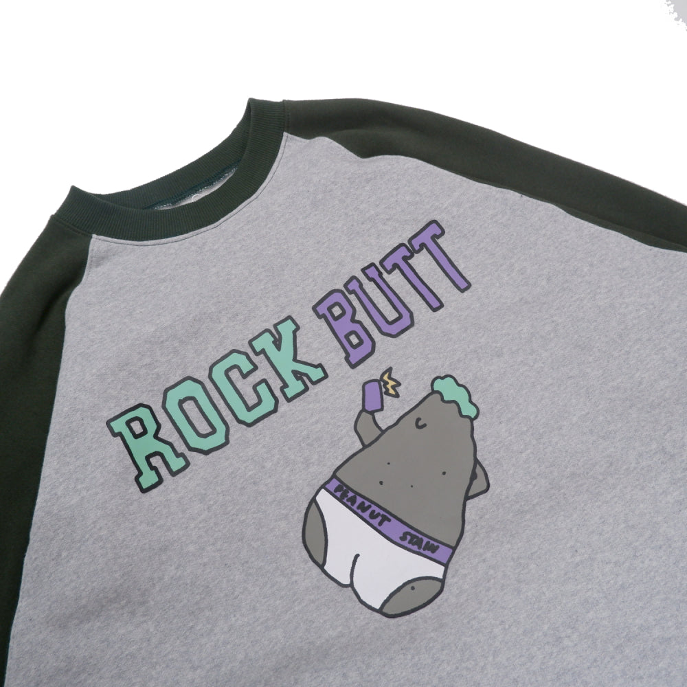 PEANUT STAIN - Rock Butt Grey Green Oversized Raglan Crewneck