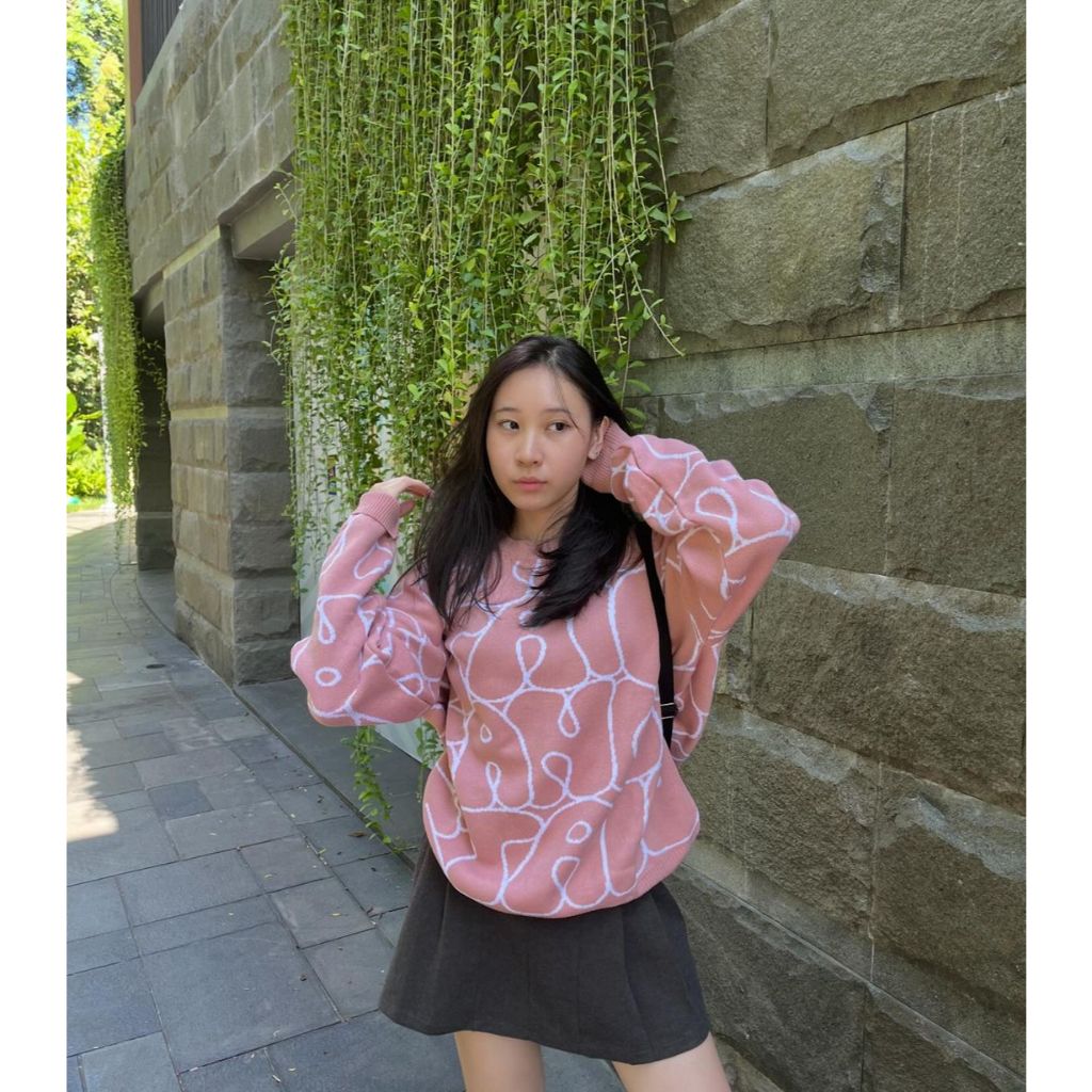 PEANUT STAIN - All Over Peach Oversized Knit Sweater