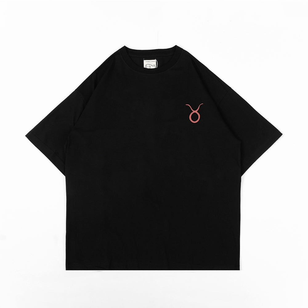 PEANUT STAIN - Taurus Zodiac Black Oversized Tshirt