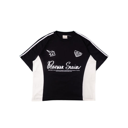 PEANUT STAIN - Active Duo Side Cursive Black Boxy Oversized Tshirt