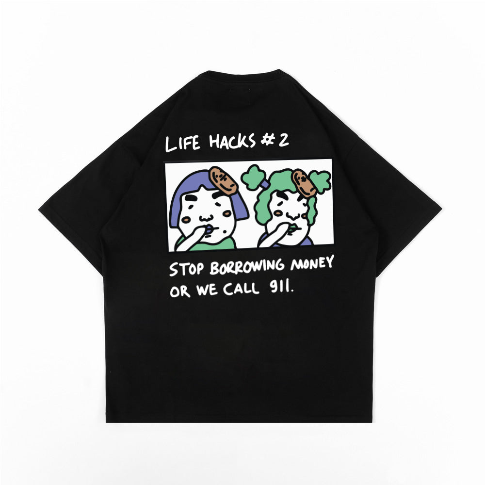 PEANUT STAIN - Life Hacks Part Two Black Oversized Tshirt