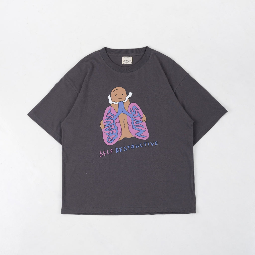 PEANUT STAIN - Internal conflict lungs grey oversized tshirt