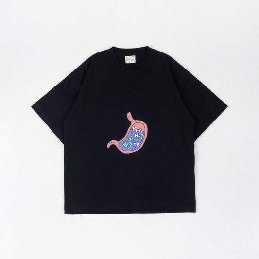 PEANUT STAIN - Internal conflict stomach black oversized tshirt