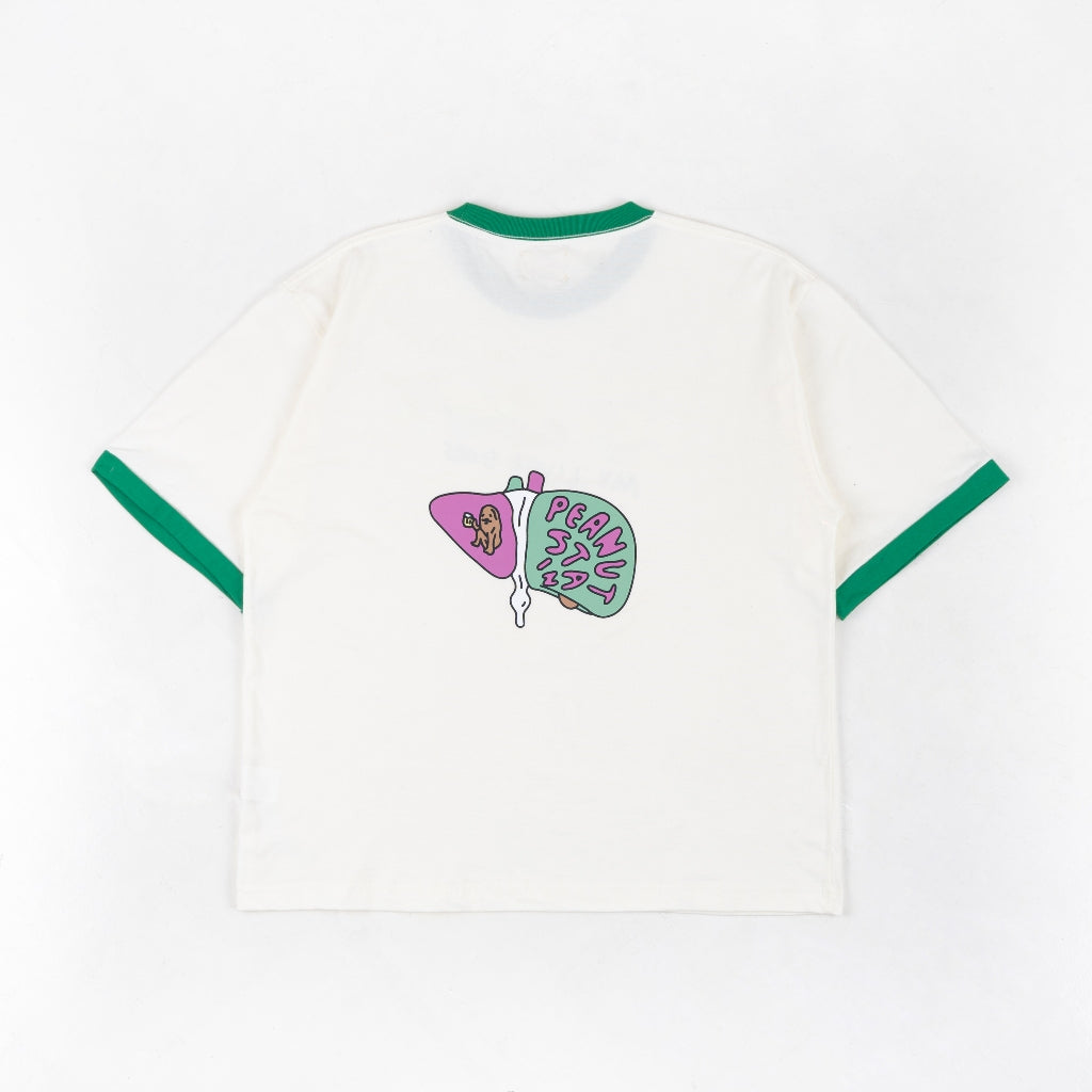 PEANUT STAIN - Internal conflict liver ringer ivory boxy oversized tshirt