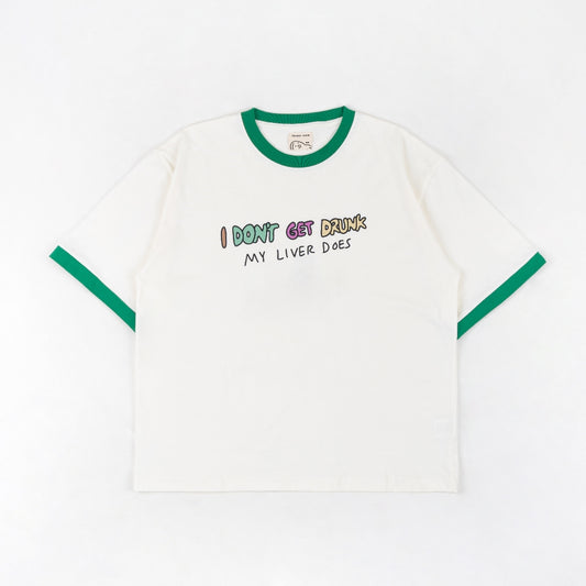PEANUT STAIN - Internal conflict liver ringer ivory boxy oversized tshirt