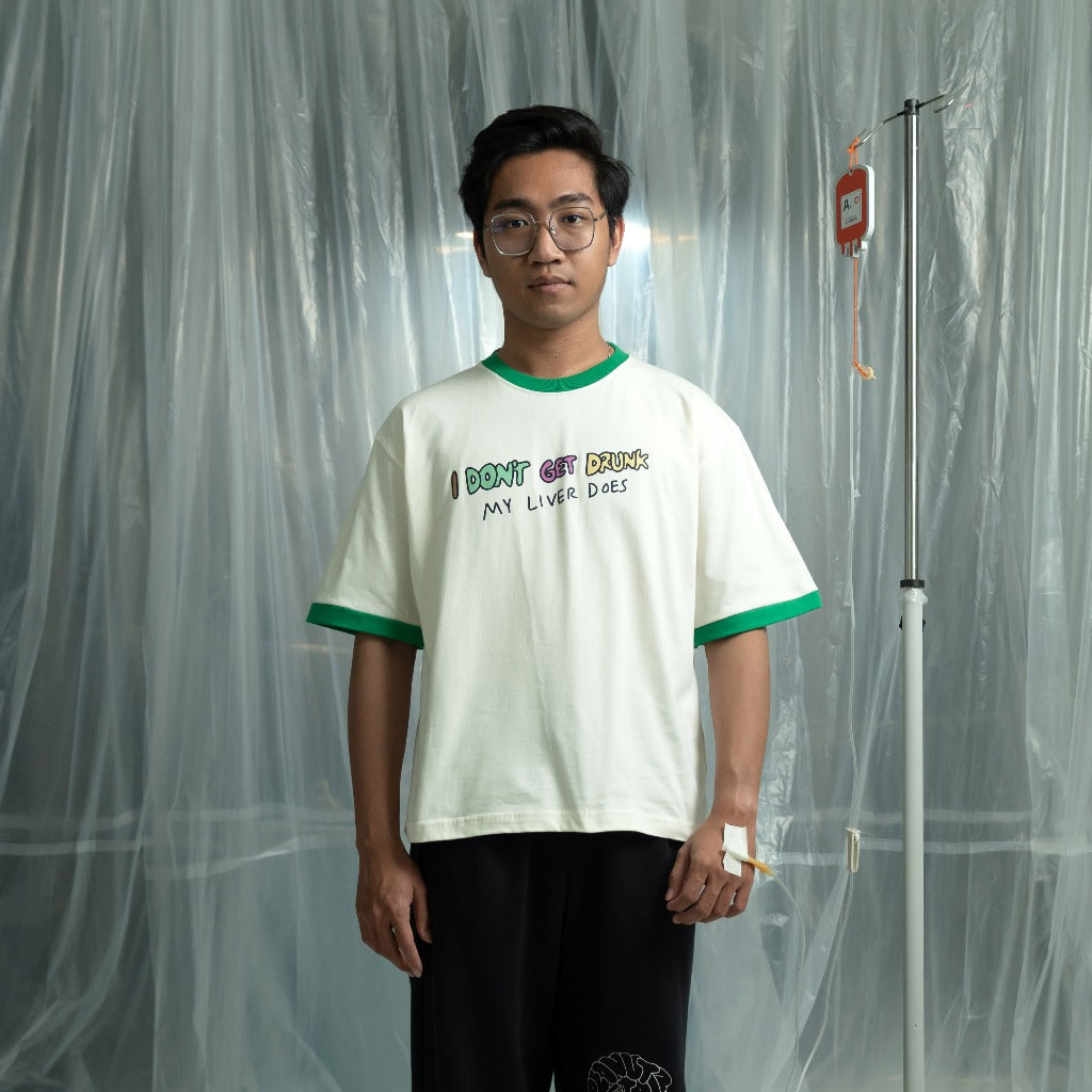PEANUT STAIN - Internal conflict liver ringer ivory boxy oversized tshirt