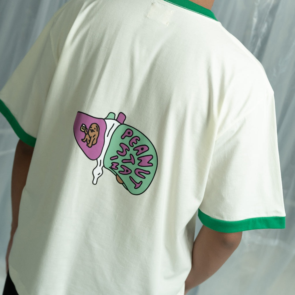 PEANUT STAIN - Internal conflict liver ringer ivory boxy oversized tshirt