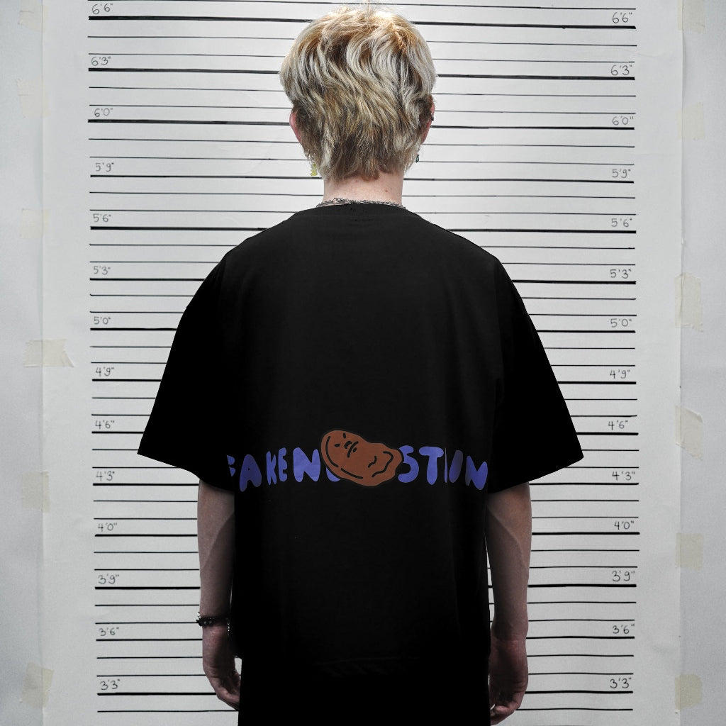 PEANUT STAIN - Fakenut Stain Logo Black Boxy Oversized Tshirt