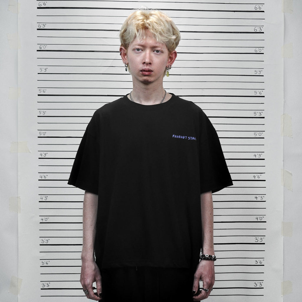 PEANUT STAIN - Fakenut Stain Logo Black Boxy Oversized Tshirt