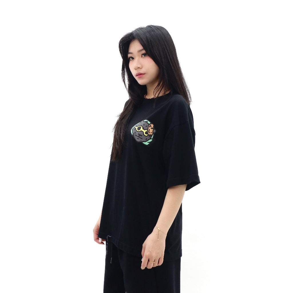 PEANUT STAIN - Not Sleeping Bear With Me Black Oversized Tshirt