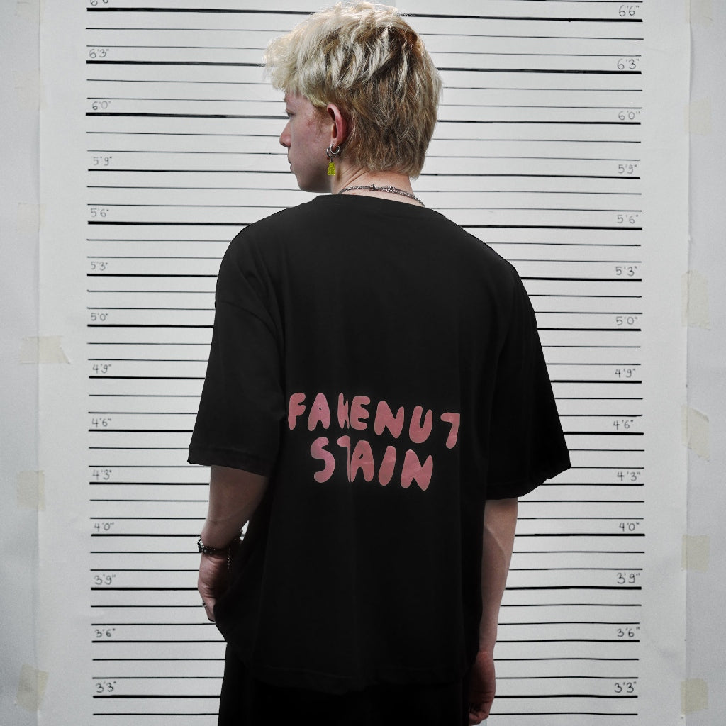 PEANUT STAIN - Fakenut Stain Made In Asterisk Black Boxy Oversized Tshirt