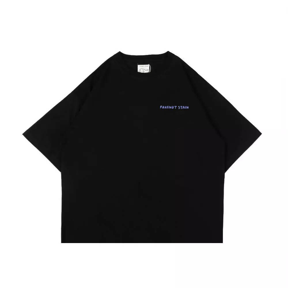 PEANUT STAIN - Fakenut Stain Logo Black Boxy Oversized Tshirt