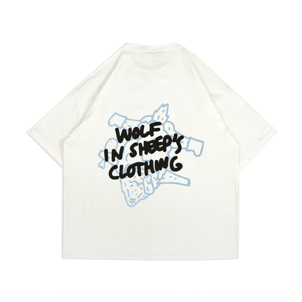 PEANUT STAIN - Not Sleeping Wolf In Sheep's Clothing Ivory Oversized Tshirt