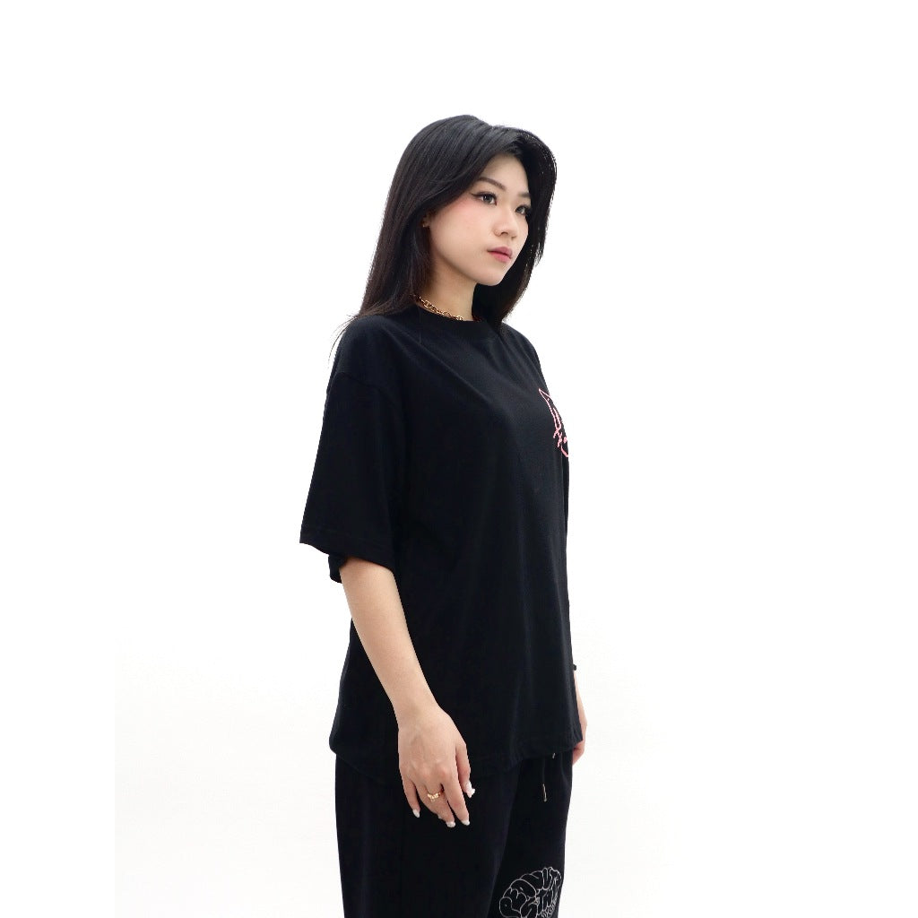 PEANUT STAIN - Not Sleeping Your Mouth Your Tiger Black Oversized Tshirt