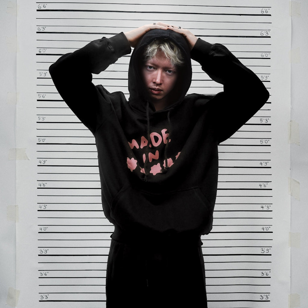 PEANUT STAIN - Fakenut Stain Made In Asterisk Black Oversized Hoodie