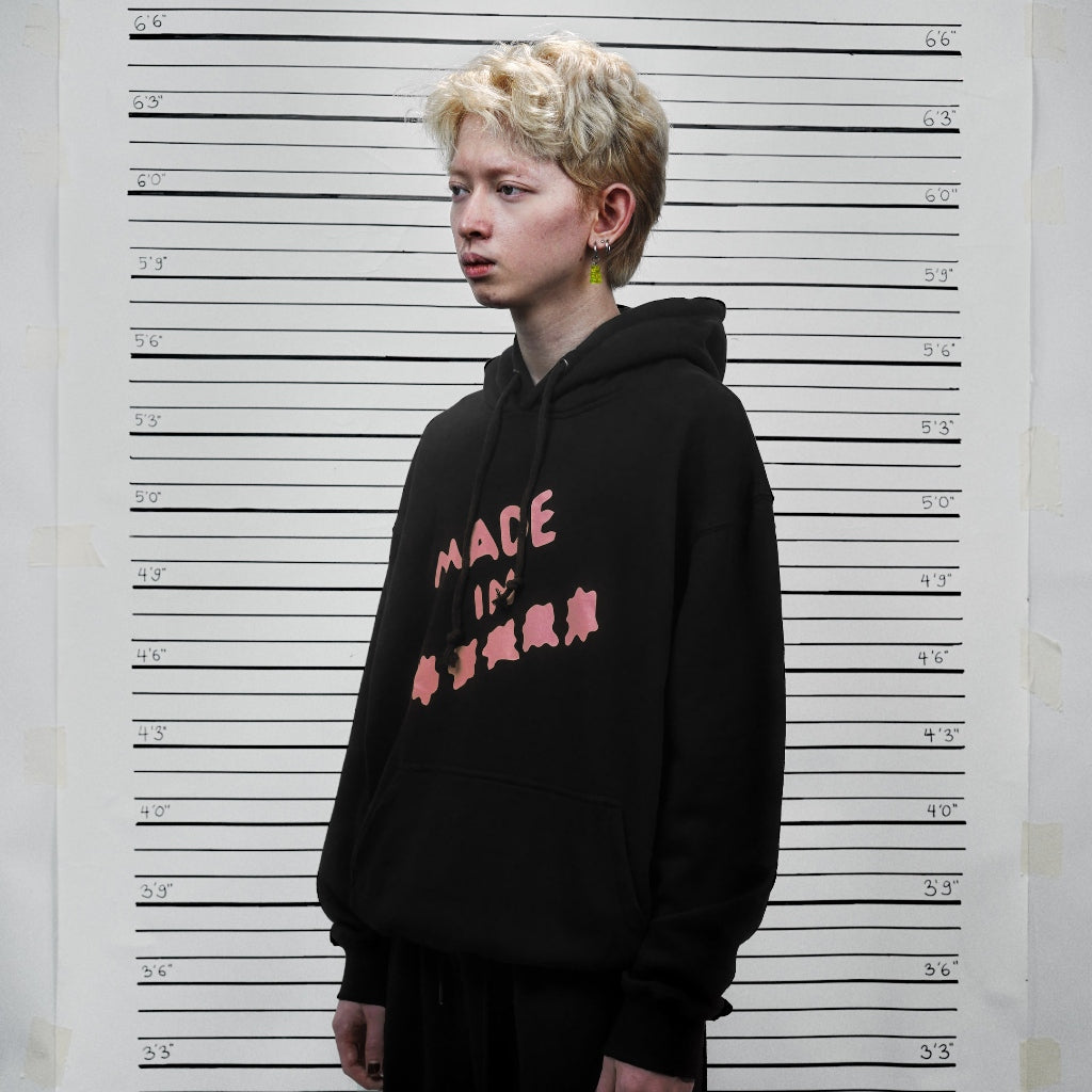 PEANUT STAIN - Fakenut Stain Made In Asterisk Black Oversized Hoodie