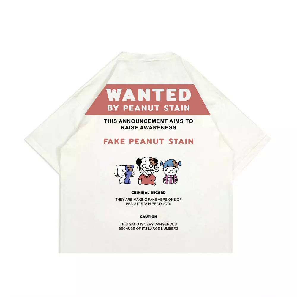PEANUT STAIN - Fakenut Stain Wanted Ivory Boxy Oversized Tshirt