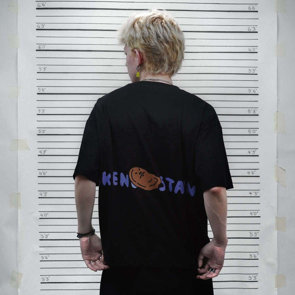 PEANUT STAIN - Fakenut Stain Logo Black Boxy Oversized Tshirt