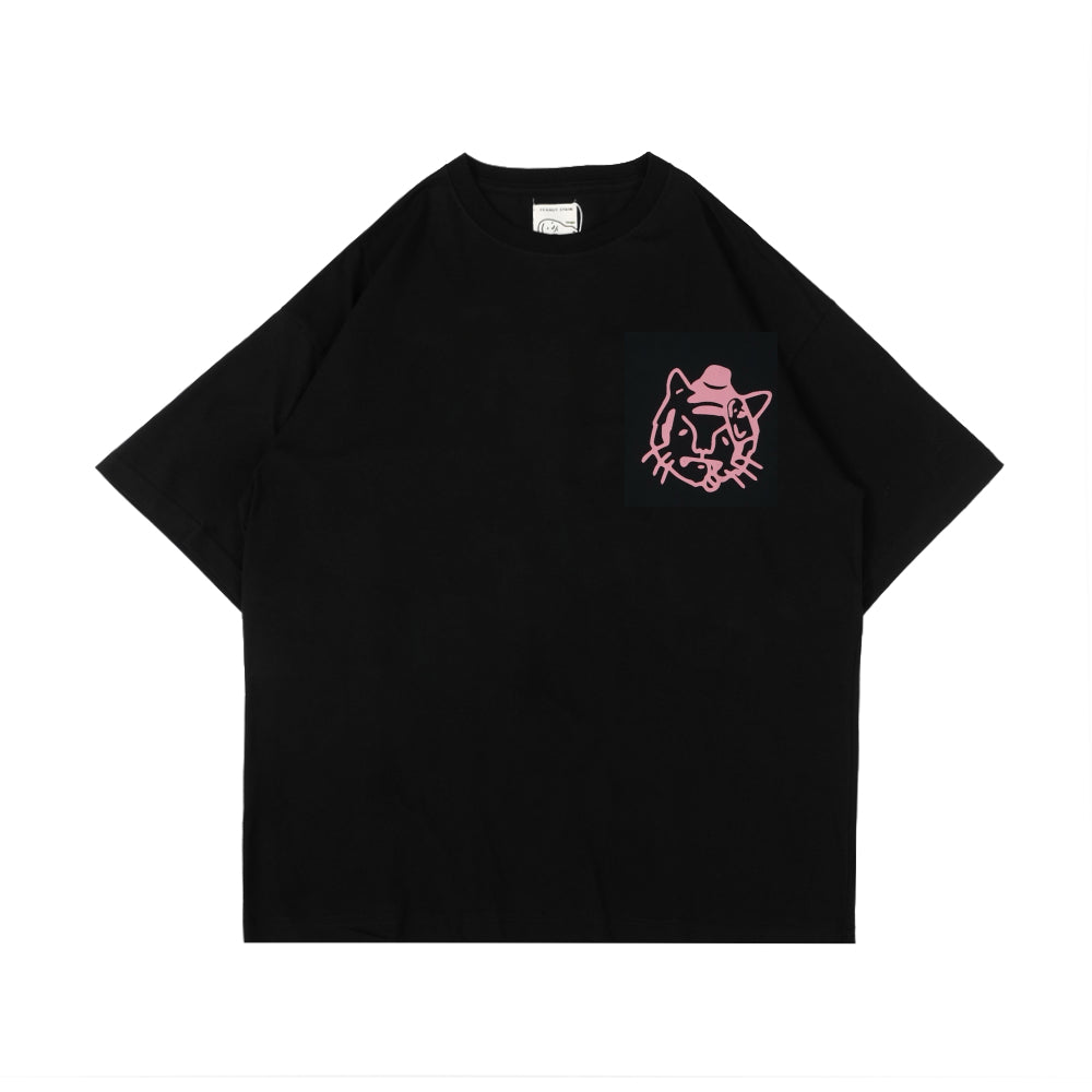 PEANUT STAIN - Not Sleeping Your Mouth Your Tiger Black Oversized Tshirt