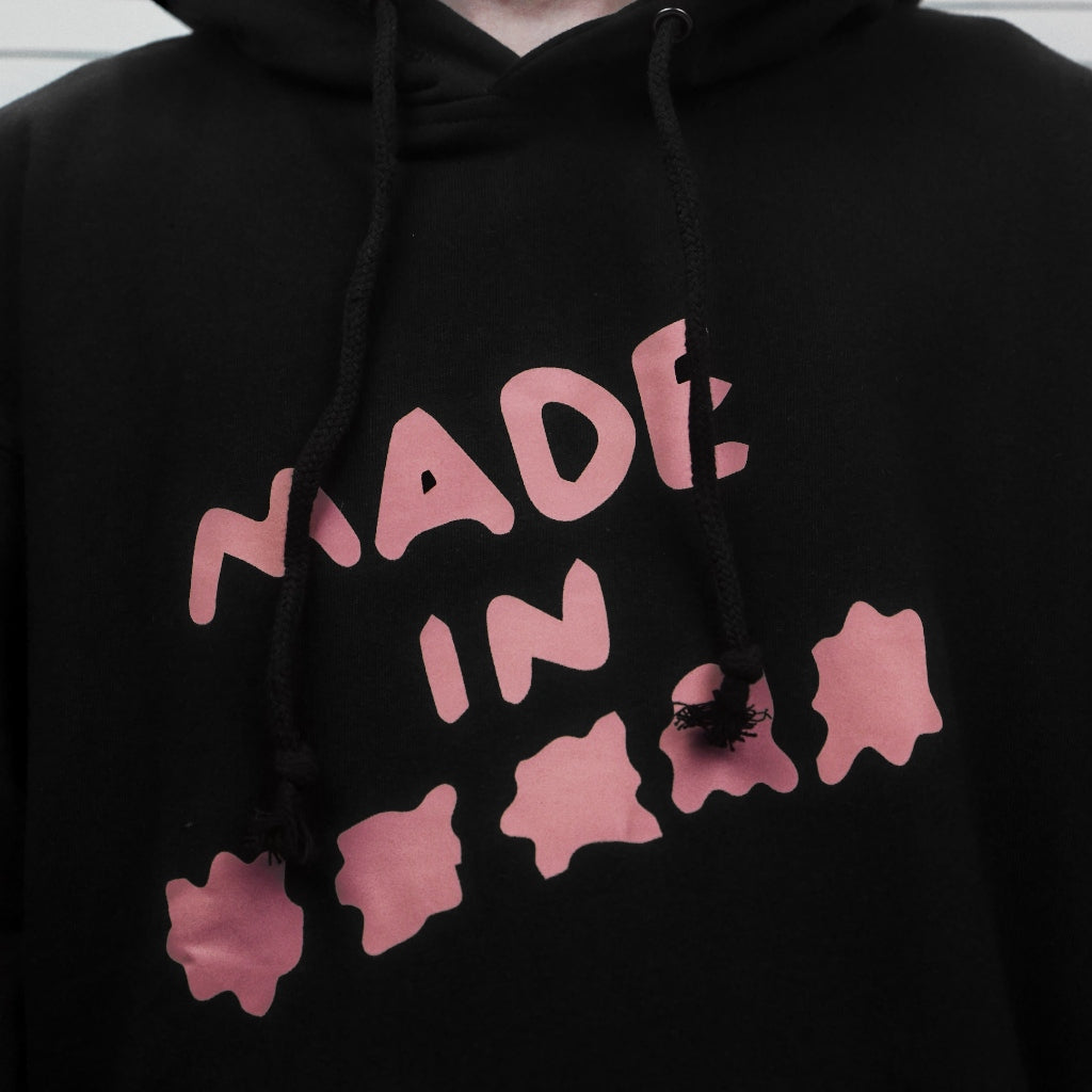 PEANUT STAIN - Fakenut Stain Made In Asterisk Black Oversized Hoodie