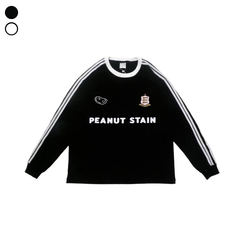 Boxy Long Sleeve Tshirt 4 Stripes Arm black Peanut Stain | Kaos Lengan Panjang | Unisex