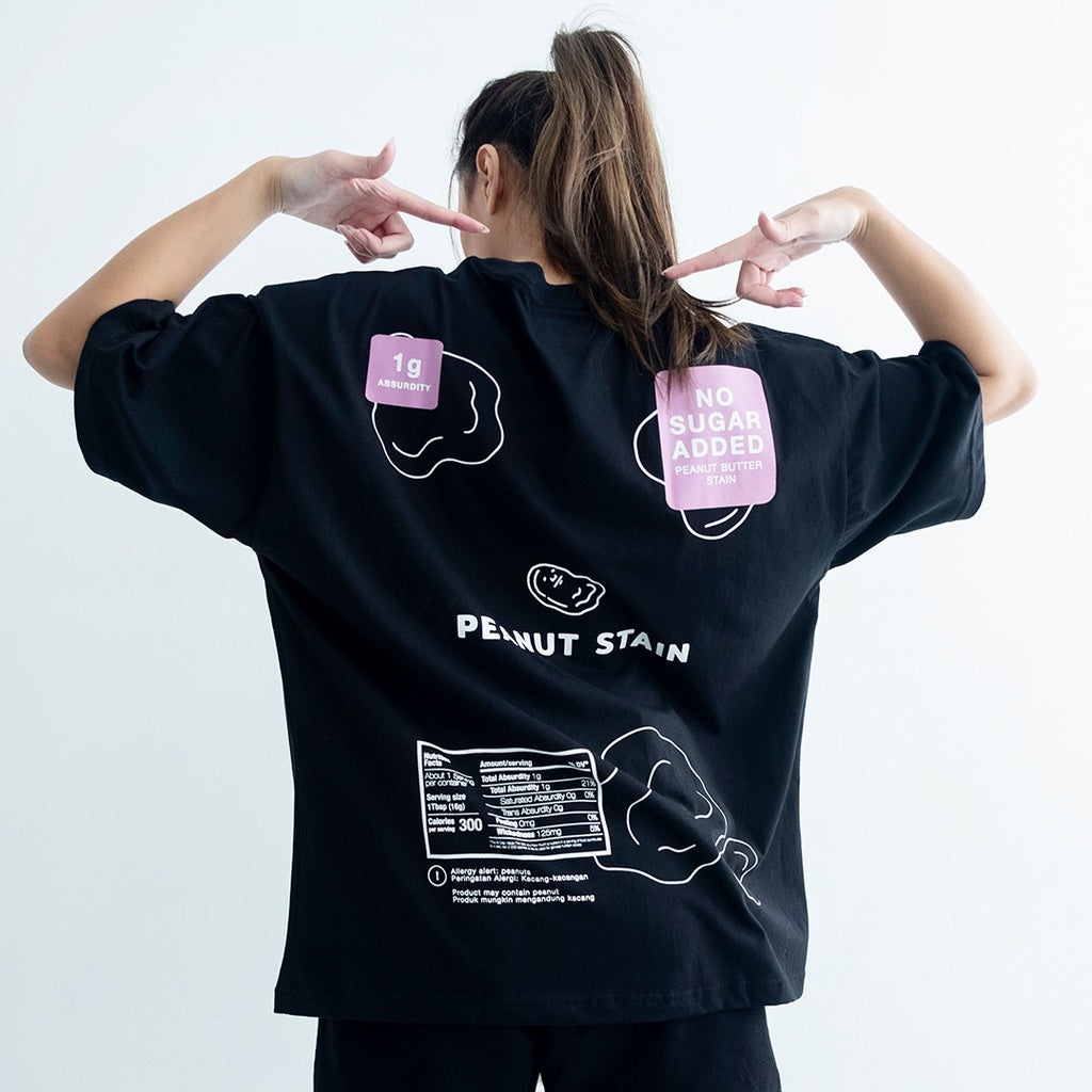 PEANUT STAIN - Packaging Black Oversized Tshirt
