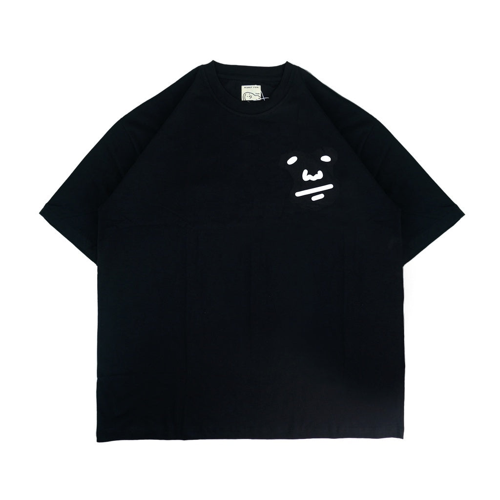 PEANUT STAIN - Peanut Face Black Oversized Tshirt
