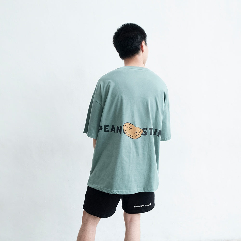 PEANUT STAIN - Big Logo Dusty Green Oversized Tshirt
