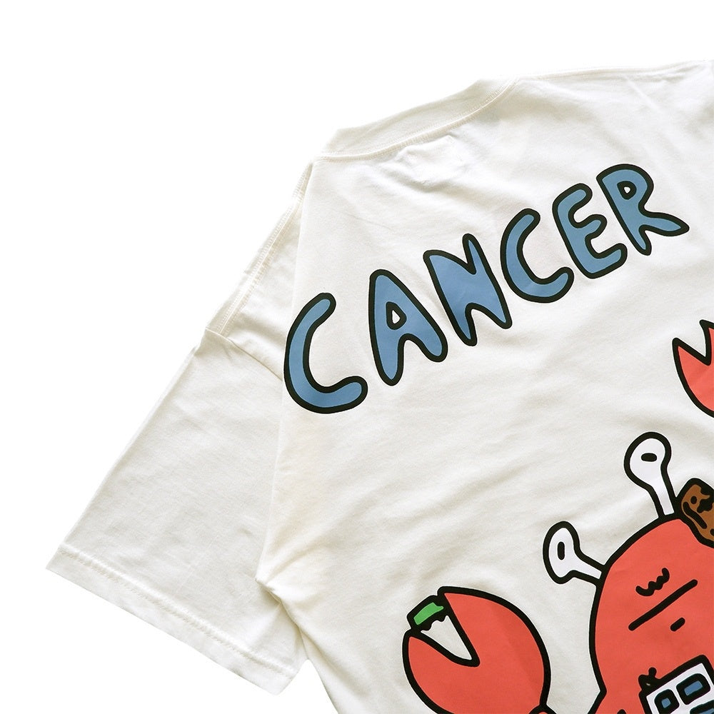 PEANUT STAIN - Cancer Zodiac Ivory Oversized Tshirt