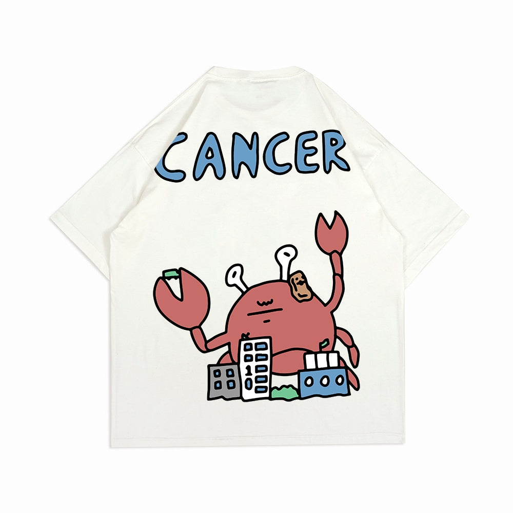 PEANUT STAIN - Cancer Zodiac Ivory Oversized Tshirt