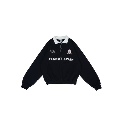 PEANUT STAIN - Old Money Classic Black Boxy Oversized Long Slevee Sweatshirt
