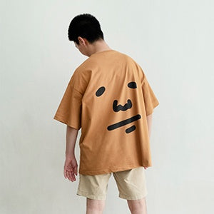 PEANUT STAIN - Peanut Face Brown Oversized Tshirt