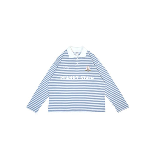PEANUT STAIN - Old Money Blue Line Boxy Oversized Long Slevee Tshirt