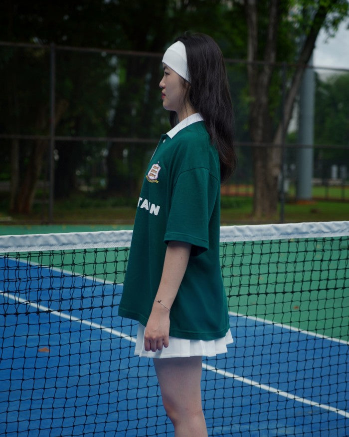 PEANUT STAIN - Old Money Classic Green Boxy Oversized Polo