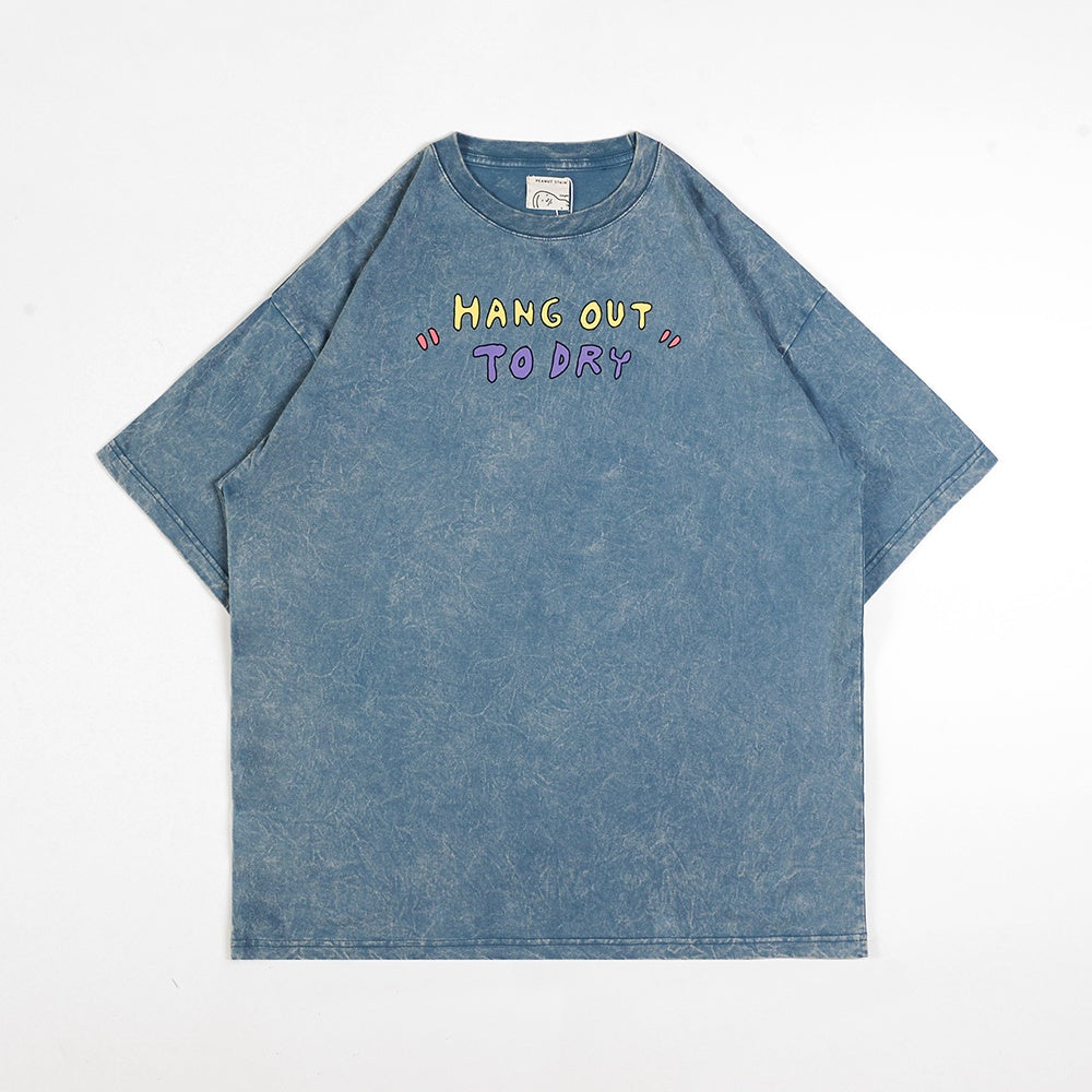 PEANUT STAIN - Hang Out To Dry Washed Blue Oversized Tshirt