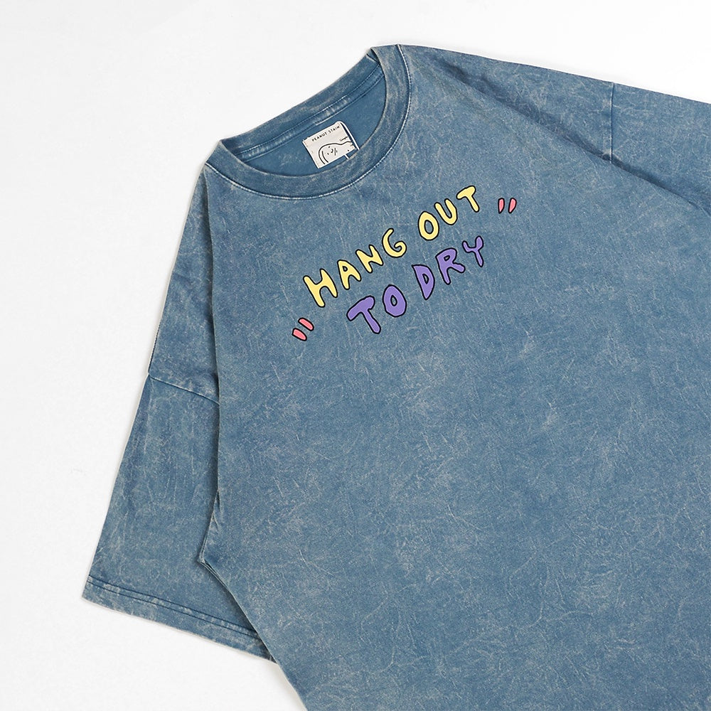 PEANUT STAIN - Hang Out To Dry Washed Blue Oversized Tshirt